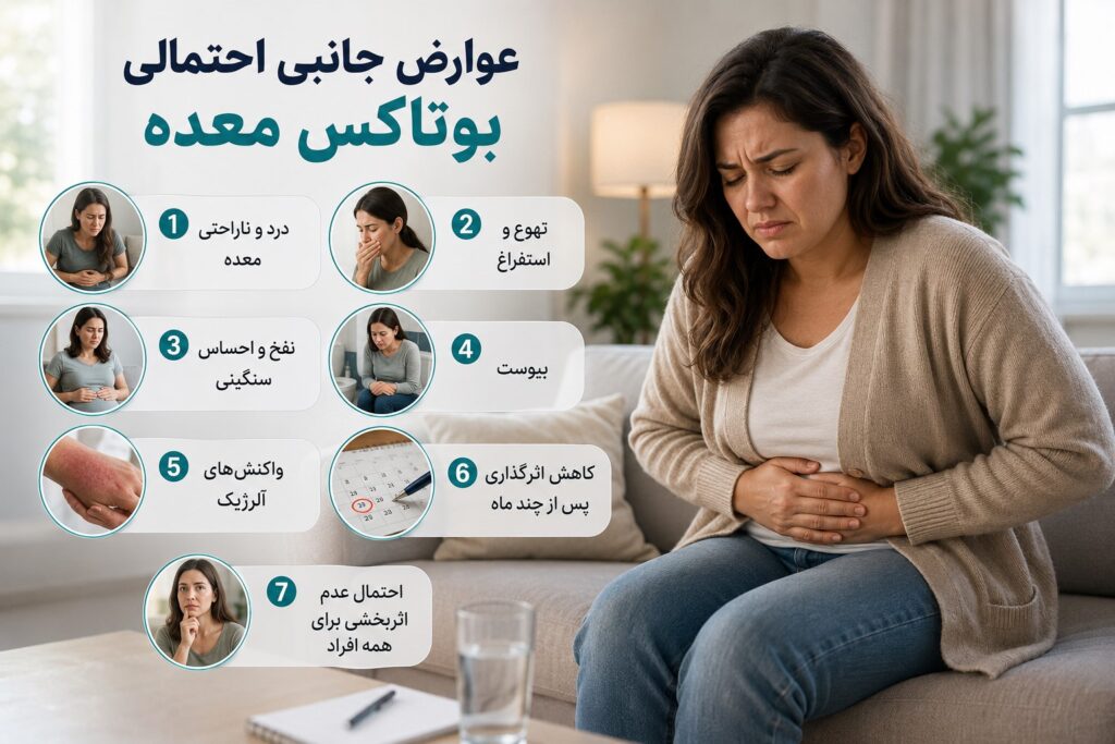 عوارض بوتاکس معده چیست؟