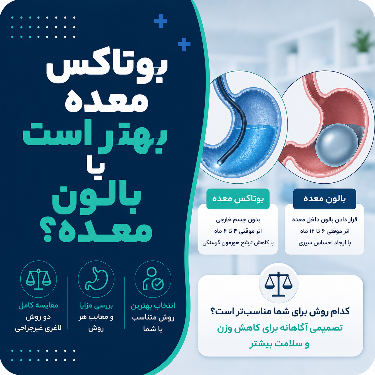 بوتاکس معده بهتر است یا بالون معده؟